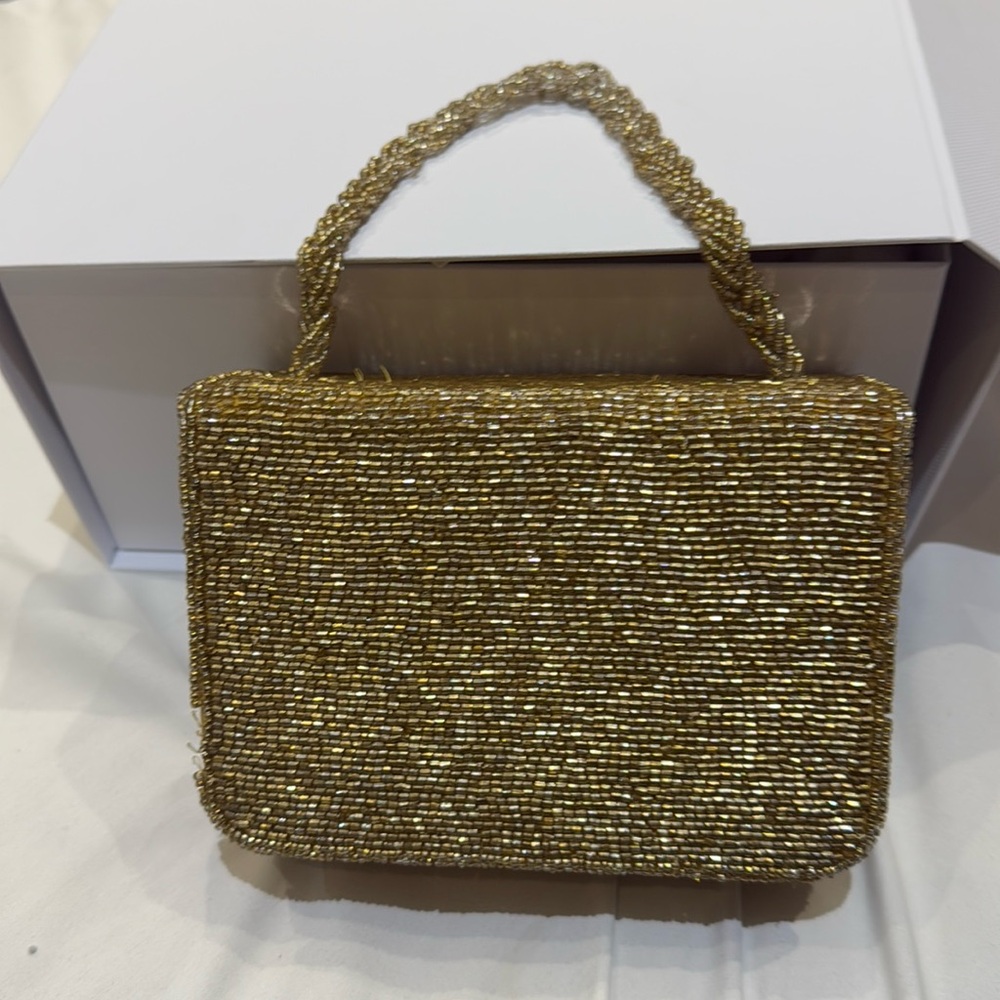 Staud Gold Beaded clutch